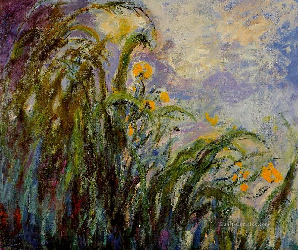 Gelbe Iris Claude Monet impressionistische Blumen Ölgemälde